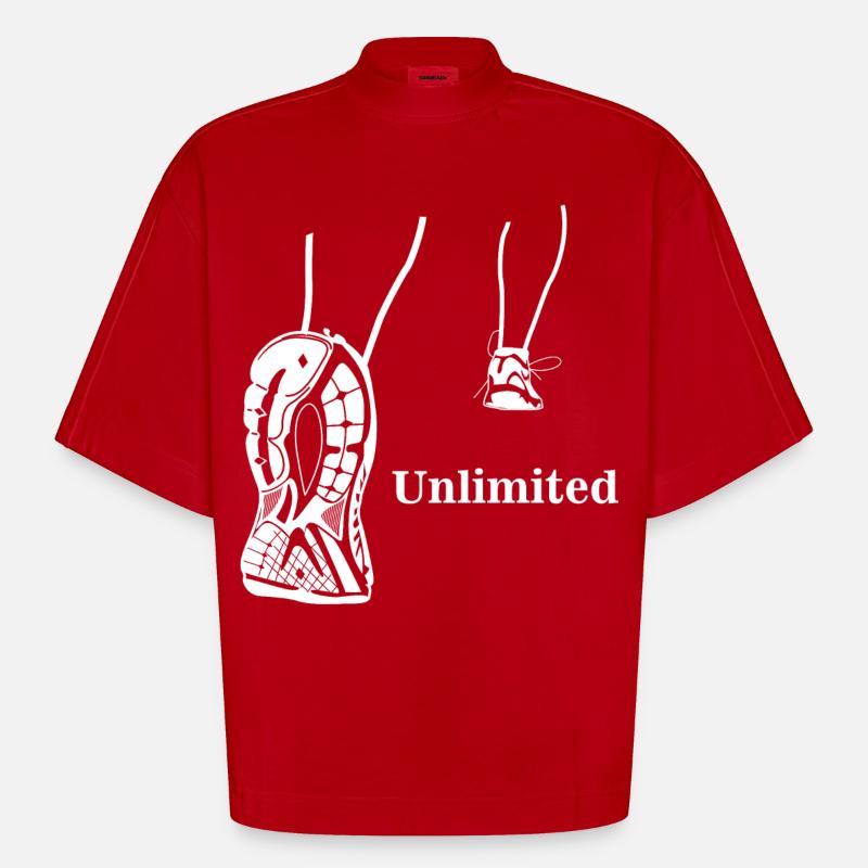Illimité - conception en cours d'exécution - T-shirt bio épais oversize Boxy fabriqué en UE - rouge