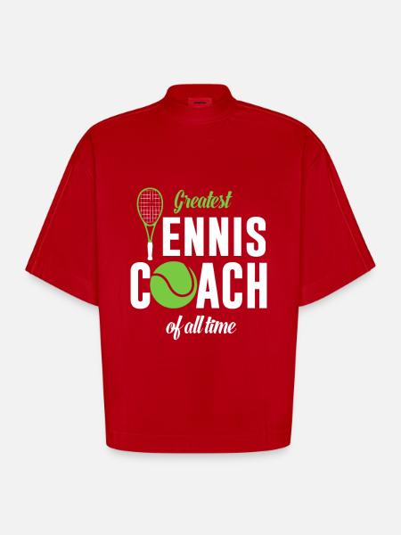 Largest tennis coach ever - Heavyweight Oversized Organic Boxy T-Shirt Made in EU - red