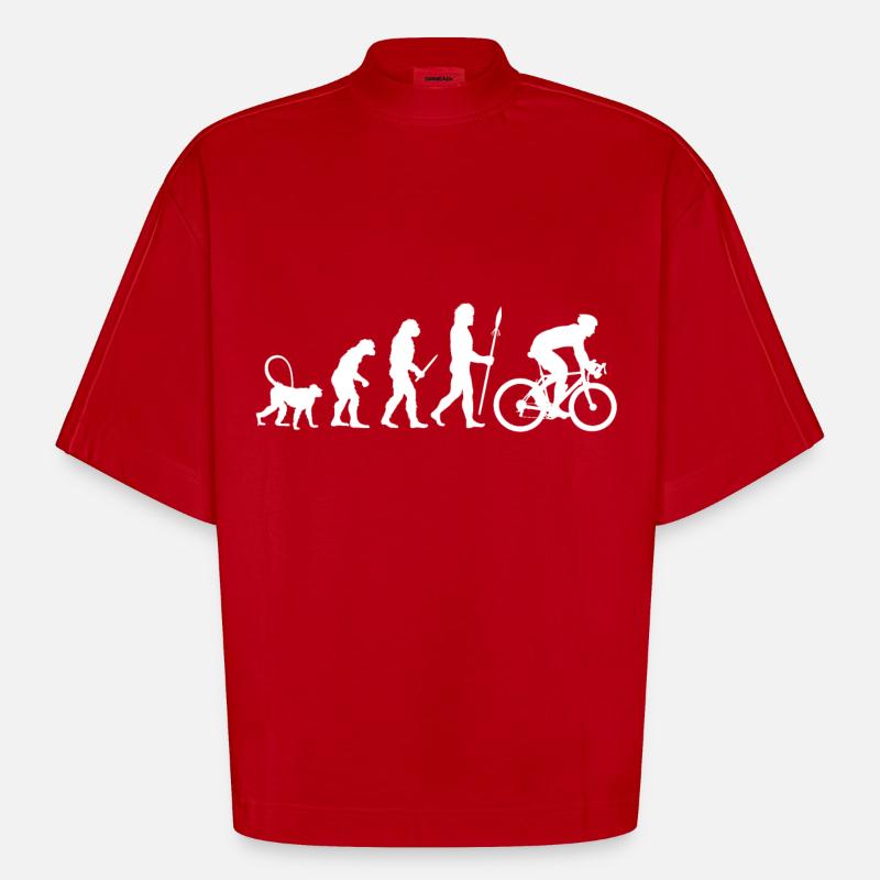 Evolution Radfahrer - Heavyweight Oversized Organic Boxy T-Shirt Made in EU - Rot
