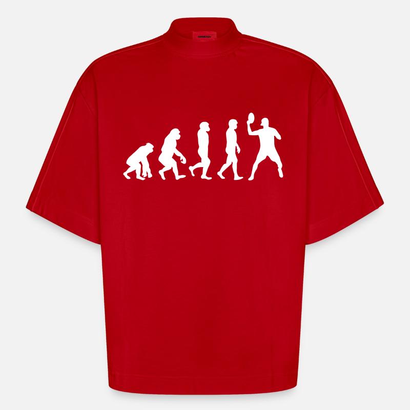 Évolution du disc golf - T-shirt bio épais oversize Boxy fabriqué en UE - rouge
