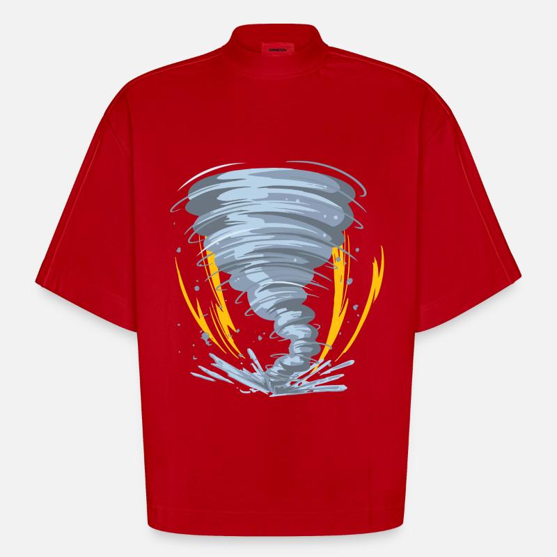 Tornado Hurricane Windsturm Geschenkidee - Heavyweight Oversized Organic Boxy T-Shirt Made in EU - Rot