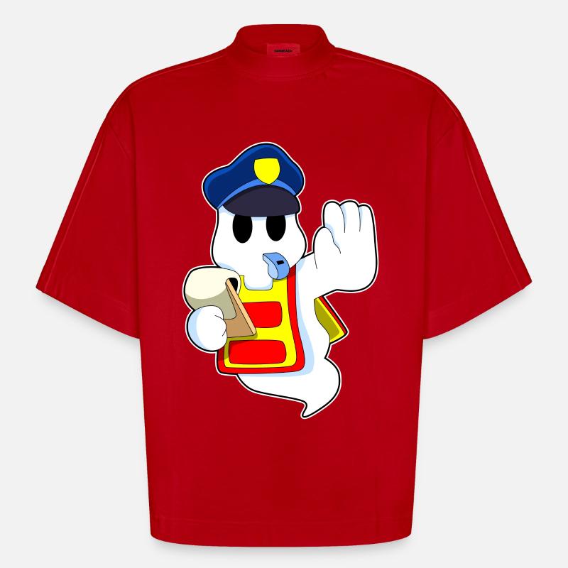 de policier avec sifflet - T-shirt bio épais oversize Boxy fabriqué en UE - rouge
