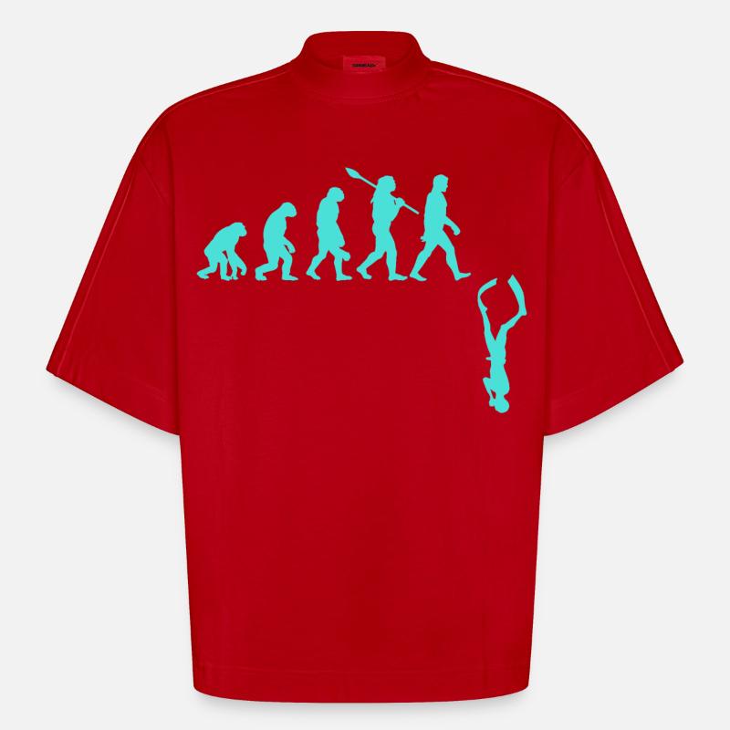 Évolution de l’apnée - T-shirt bio épais oversize Boxy fabriqué en UE - rouge