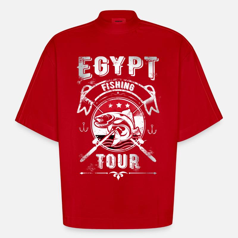 Excursion de pêche en Égypte - T-shirt bio épais oversize Boxy fabriqué en UE - rouge