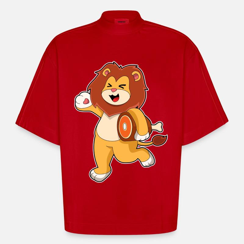 Löwe mit Fleisch - Heavyweight Oversized Organic Boxy T-Shirt Made in EU - Rot