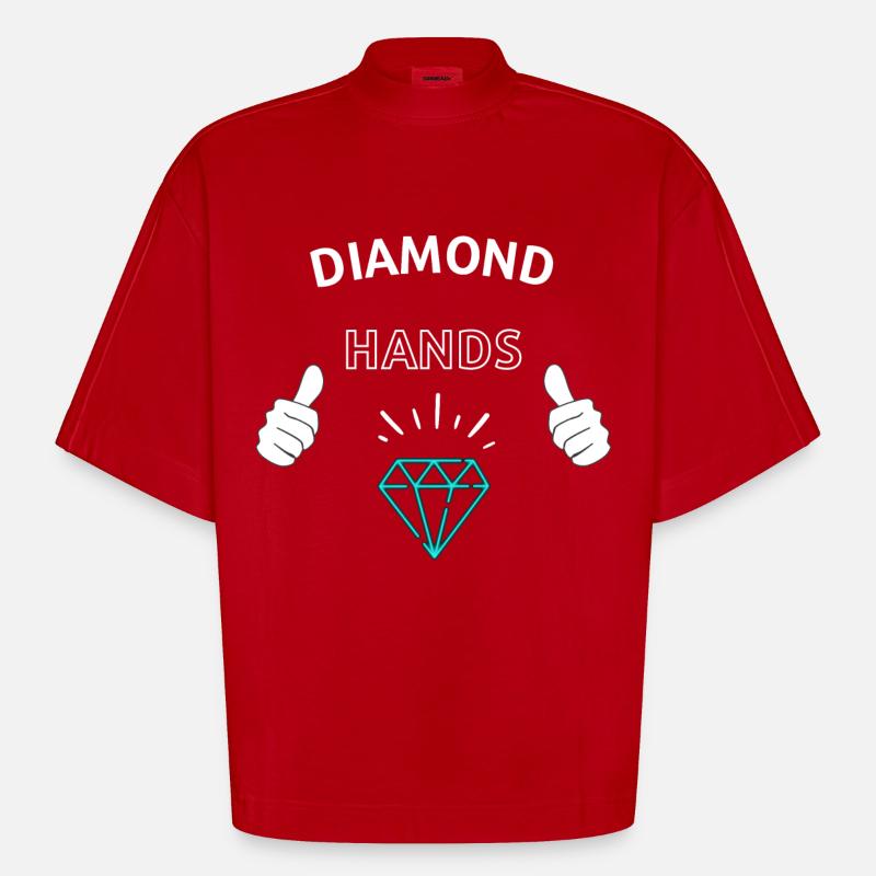 Diamond Hands Krypto - Heavyweight Oversized Organic Boxy T-Shirt Made in EU - Rot