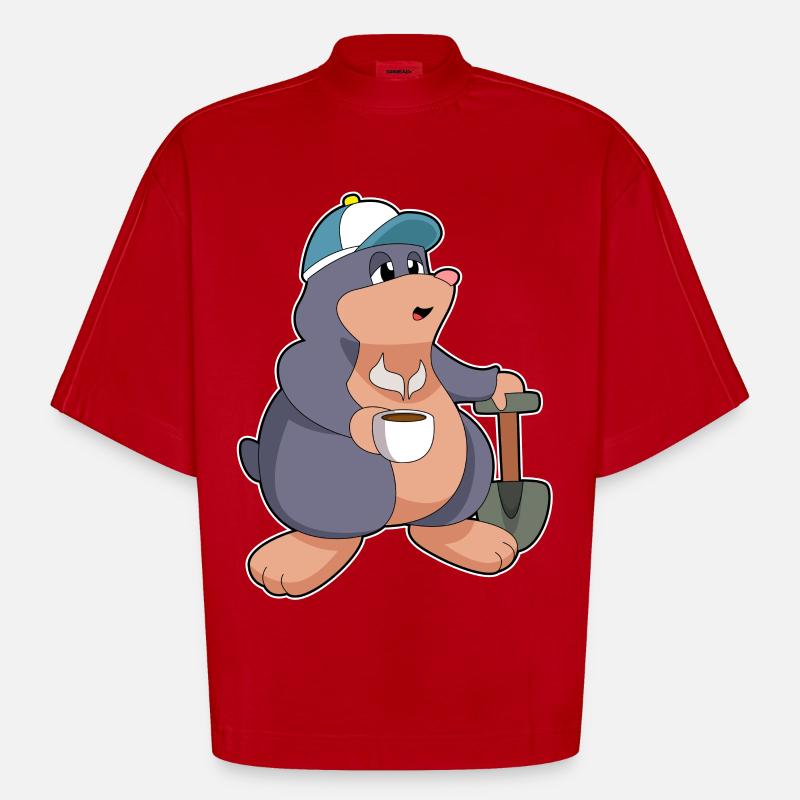 Mole Shovel Café - T-shirt bio épais oversize Boxy fabriqué en UE - rouge