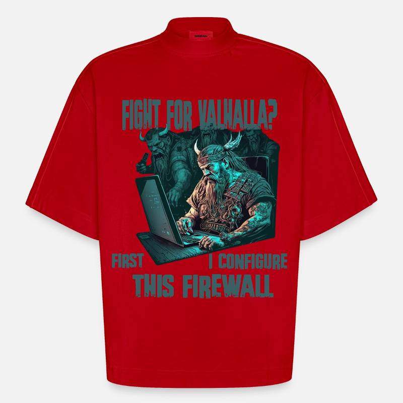 Firewall first Wikinger programmierer - Heavyweight Oversized Organic Boxy T-Shirt Made in EU - Rot