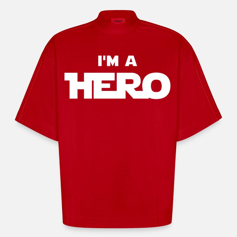 Ich bin ein Held (weiß) - Heavyweight Oversized Organic Boxy T-Shirt Made in EU - Rot