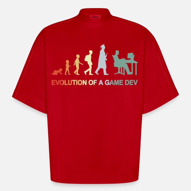 Game Dev Evolution - Heavyweight Oversized Organic Boxy T-Shirt Made in EU - Rot