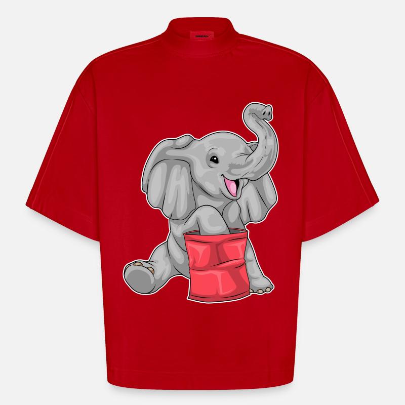 Elefant Chips - Heavyweight Oversized Organic Boxy T-Shirt Made in EU - Rot