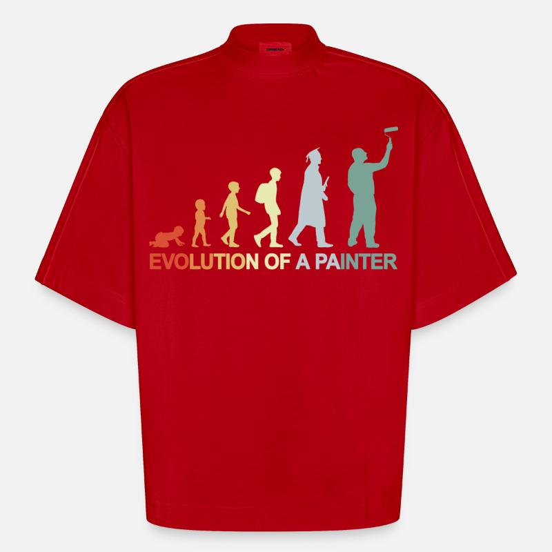 Painter Varnisher Evolution - Heavyweight Oversized Organic Boxy T-Shirt Made in EU - red