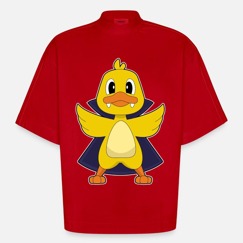 Vampire canard - T-shirt bio épais oversize Boxy fabriqué en UE - rouge
