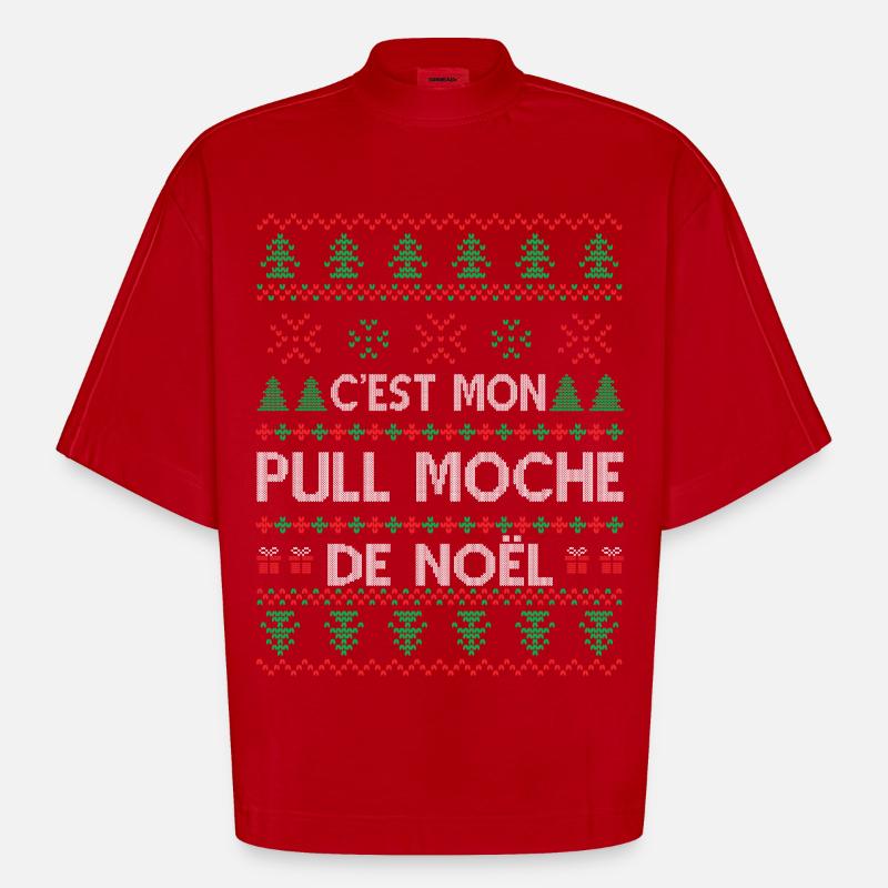 C'est Mon Pull Moche De Noël - T-shirt bio épais oversize Boxy fabriqué en UE - rouge