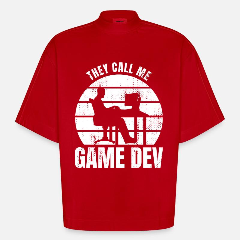 Sie nennen mich Game Dev - Heavyweight Oversized Organic Boxy T-Shirt Made in EU - Rot