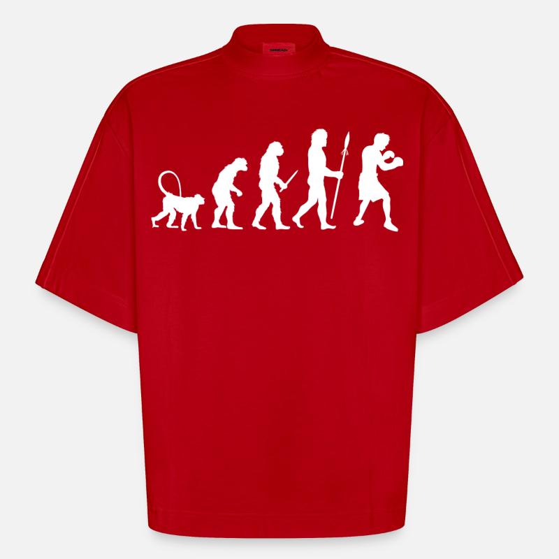 Évolution de la boxe - T-shirt bio épais oversize Boxy fabriqué en UE - rouge