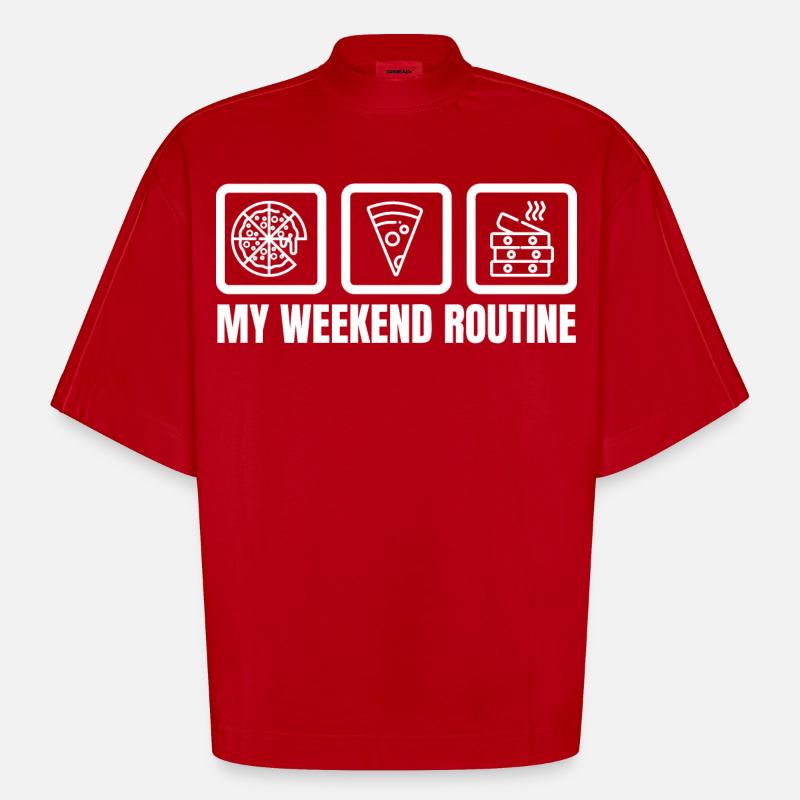 Meine Wochenendroutine - Heavyweight Oversized Organic Boxy T-Shirt Made in EU - Rot