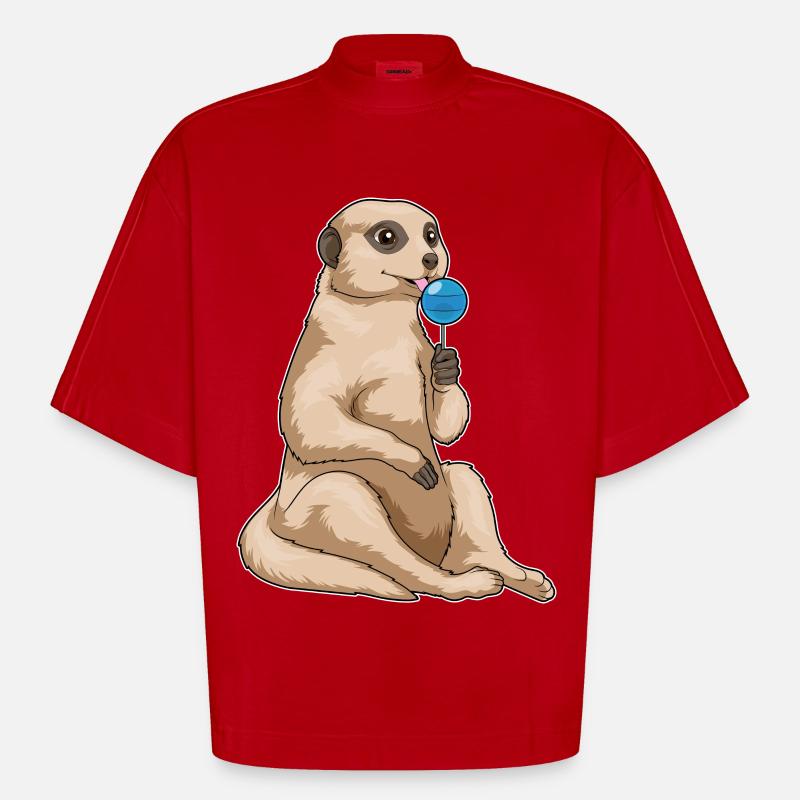 Erdmännchen Lutscher - Heavyweight Oversized Organic Boxy T-Shirt Made in EU - Rot