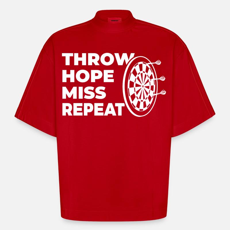 throwing, hoping, missing, repeating - Heavyweight Oversized Organic Boxy T-Shirt Made in EU - red