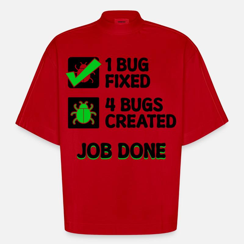 Programmierer Developer Bugfixing Bugs Skripting - Heavyweight Oversized Organic Boxy T-Shirt Made in EU - Rot