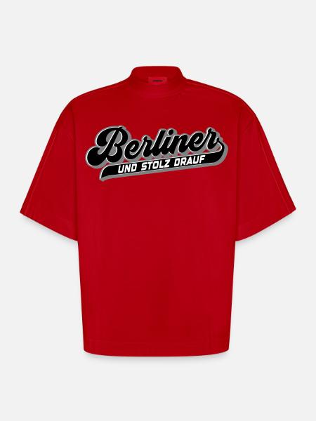 Berliner und Stolz drauf | Farben änderbar - Heavyweight Oversized Organic Boxy T-Shirt Made in EU - Rot