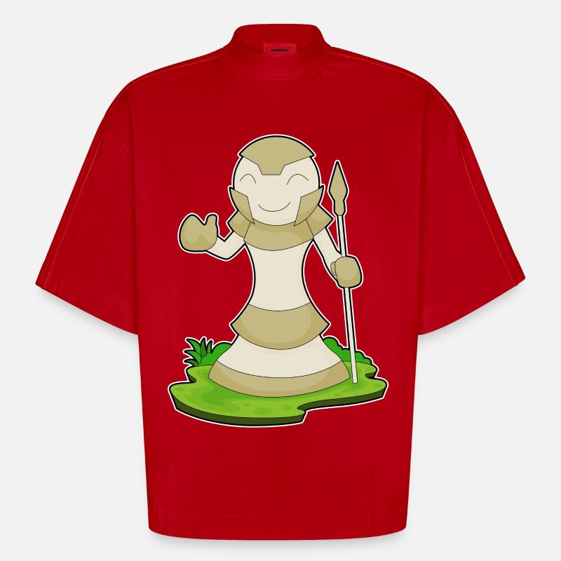 Schachfigur Bauer Schach - Heavyweight Oversized Organic Boxy T-Shirt Made in EU - Rot
