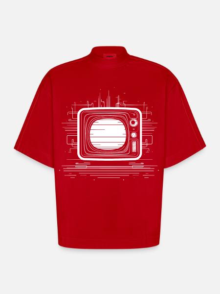 Sketch télévisé à l’ancienne - T-shirt bio épais oversize Boxy fabriqué en UE - rouge