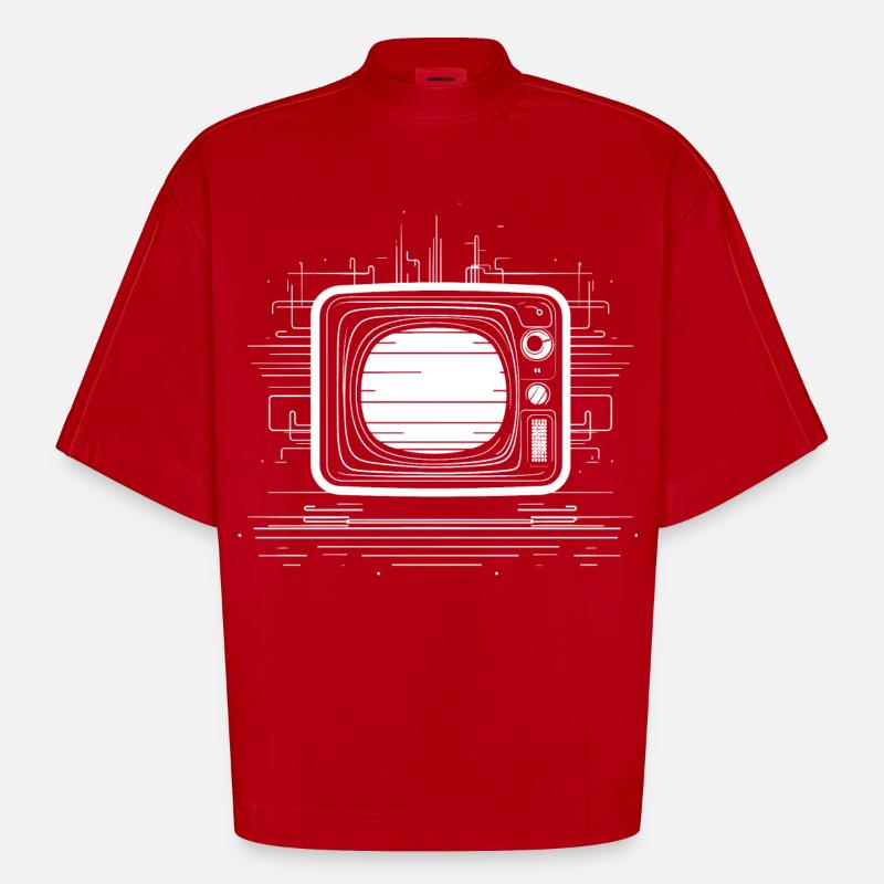 Sketch télévisé à l’ancienne - T-shirt bio épais oversize Boxy fabriqué en UE - rouge