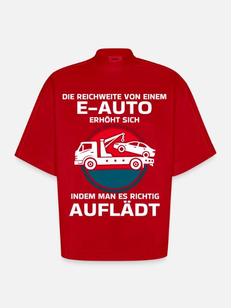 Elektroauto Laden Humor - Heavyweight Oversized Organic Boxy T-Shirt Made in EU - Rot