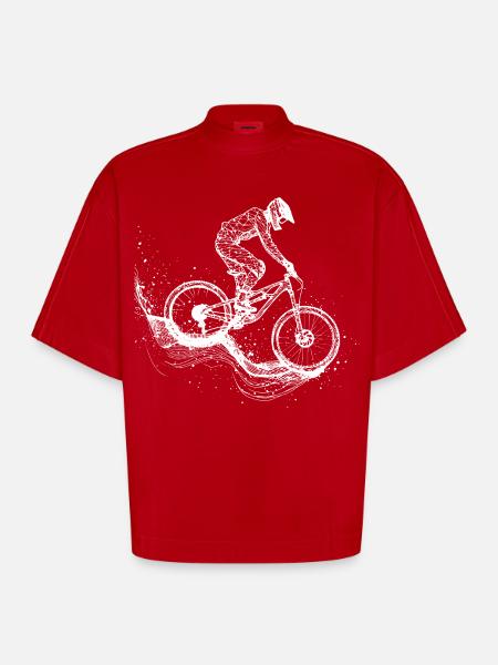 Dessin VTT - T-shirt bio épais oversize Boxy fabriqué en UE - rouge