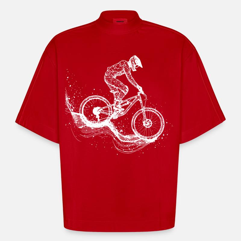 Dessin VTT - T-shirt bio épais oversize Boxy fabriqué en UE - rouge