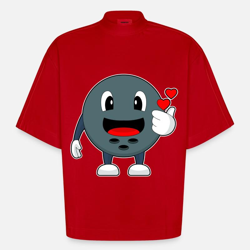 Bowling Boule de bowling - T-shirt bio épais oversize Boxy fabriqué en UE - rouge