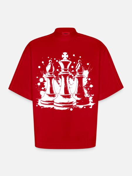 Chess bishop and king - Heavyweight Oversized Organic Boxy T-Shirt Made in EU - red