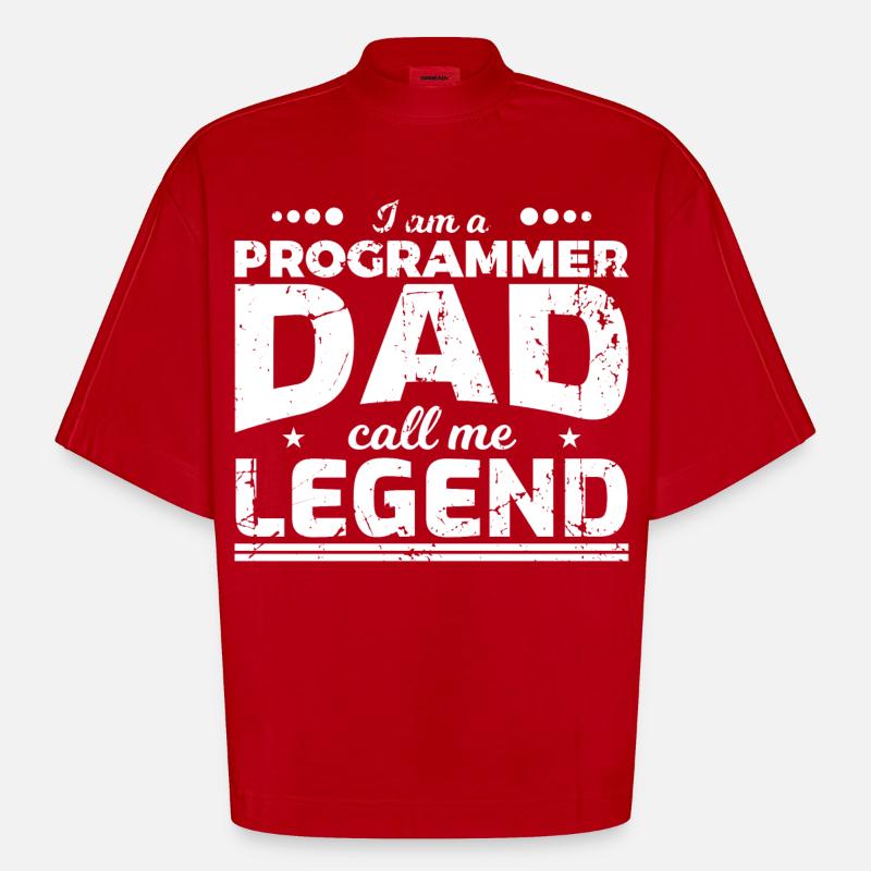 Coder Dad - Heavyweight Oversized Organic Boxy T-Shirt Made in EU - red