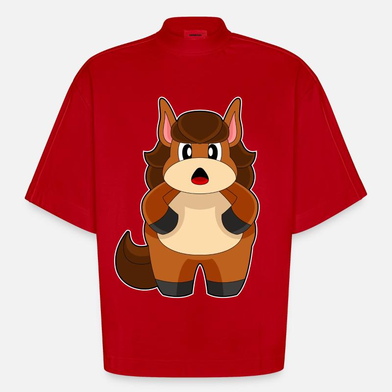 Pferd Dick - Heavyweight Oversized Organic Boxy T-Shirt Made in EU - Rot
