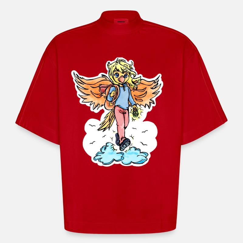 Migration vers le cloud - T-shirt bio épais oversize Boxy fabriqué en UE - rouge