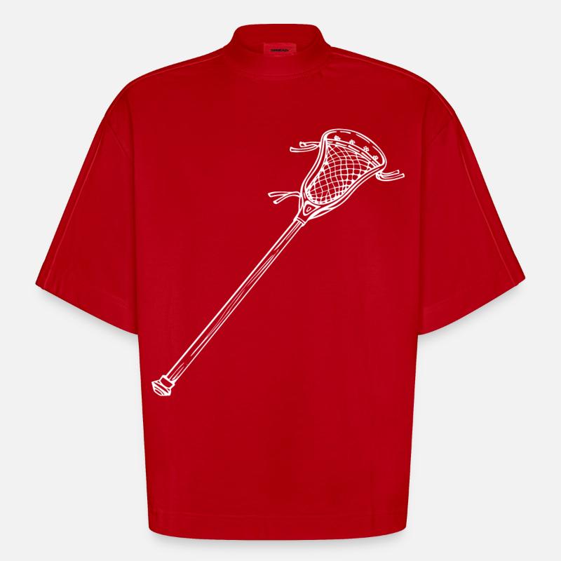 Dessin de batte de crosse - T-shirt bio épais oversize Boxy fabriqué en UE - rouge