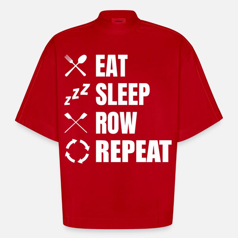 Manger dormir Row Répéter - T-shirt bio épais oversize Boxy fabriqué en UE - rouge