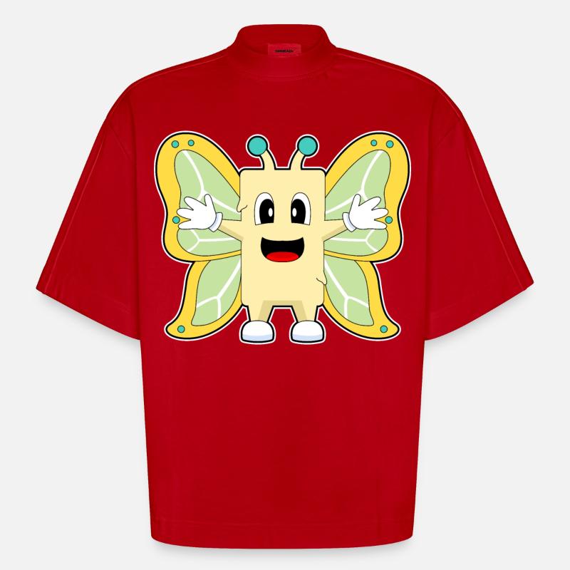 Beurre de papillon - T-shirt bio épais oversize Boxy fabriqué en UE - rouge