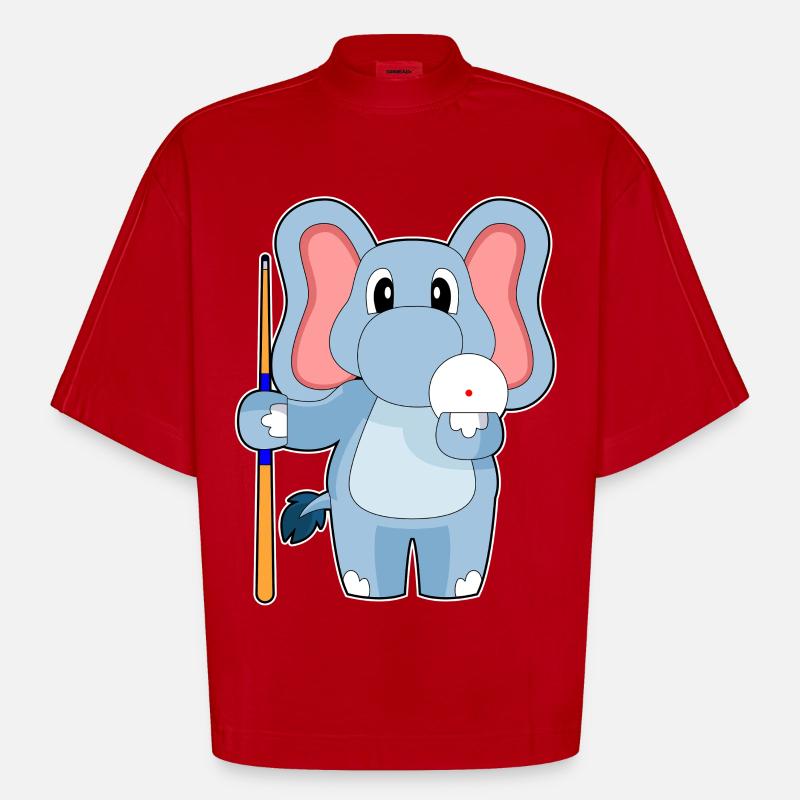 Elefant Billiard Queue - Heavyweight Oversized Organic Boxy T-Shirt Made in EU - Rot