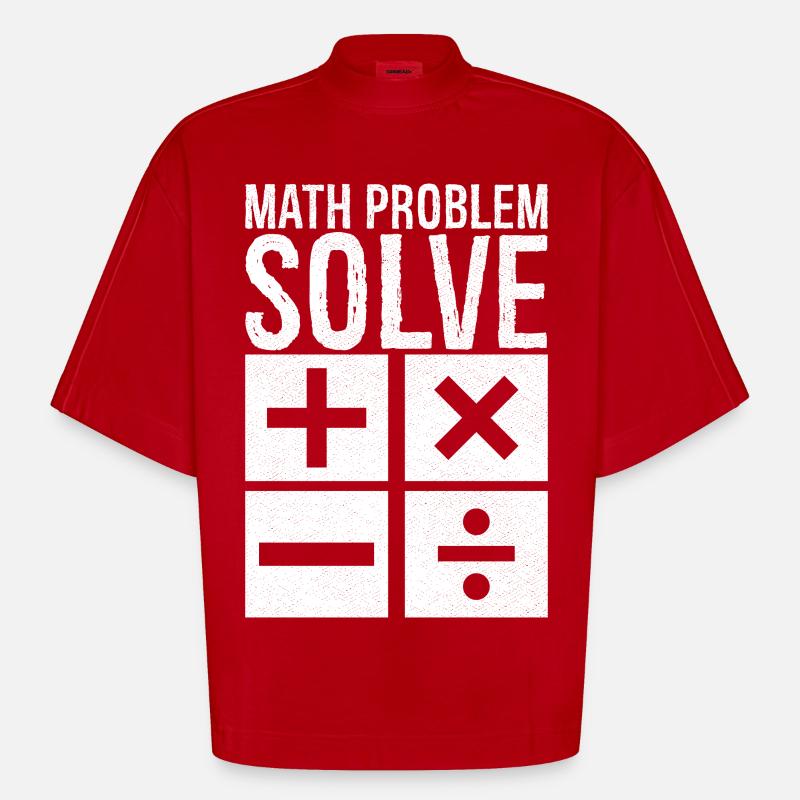 math problem solve - Heavyweight Oversized Organic Boxy T-Shirt Made in EU - red