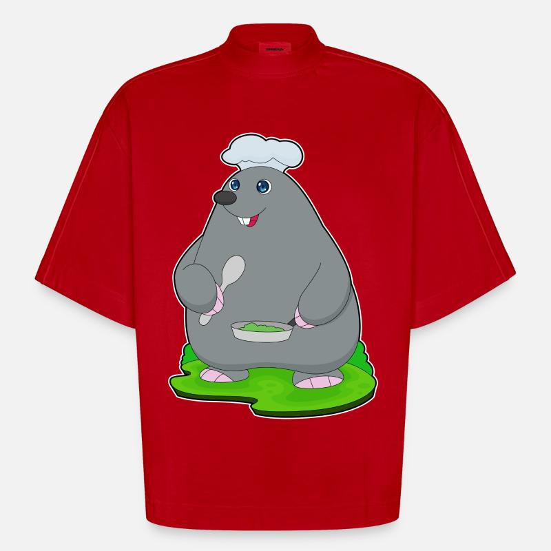 Mole Cooking Pan - Heavyweight Oversized Organic Boxy T-Shirt Made in EU - red