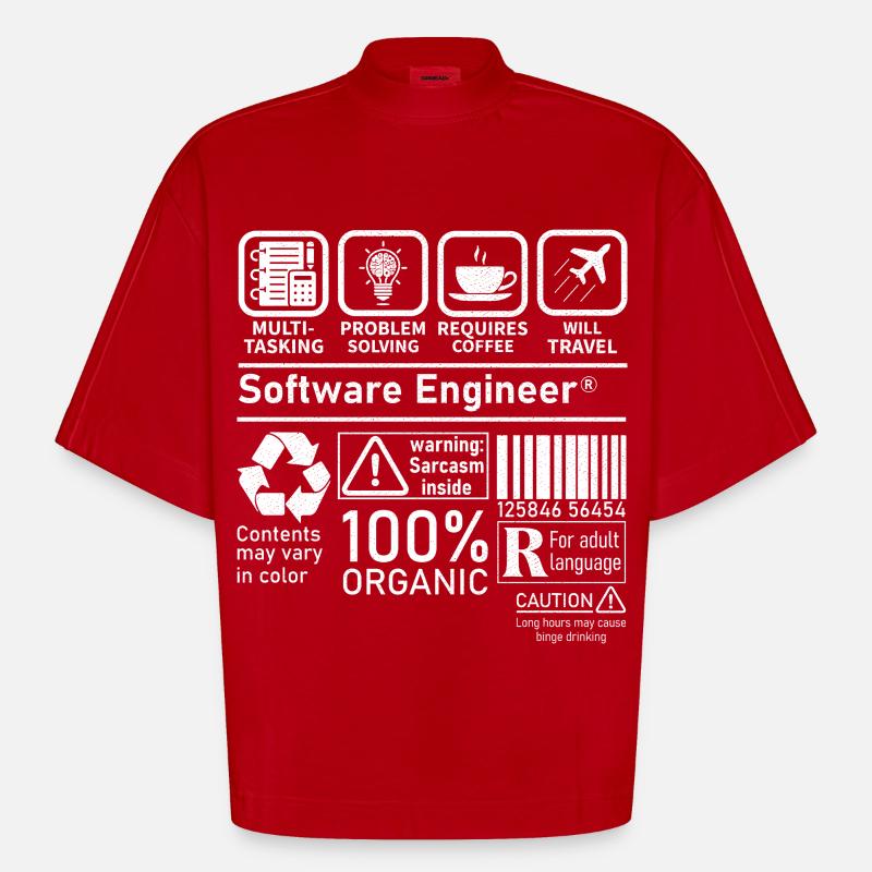 software engineer multi tasking problem solving - Heavyweight Oversized Organic Boxy T-Shirt Made in EU - Rot