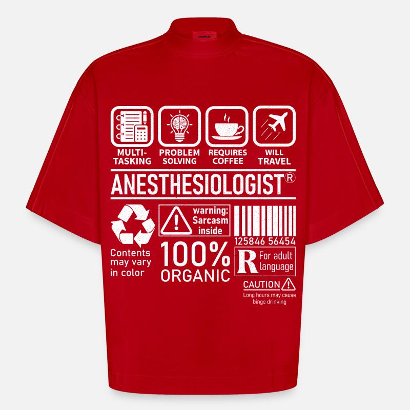 Anesthésiste multitâche résolution de problèmes - T-shirt bio épais oversize Boxy fabriqué en UE - rouge