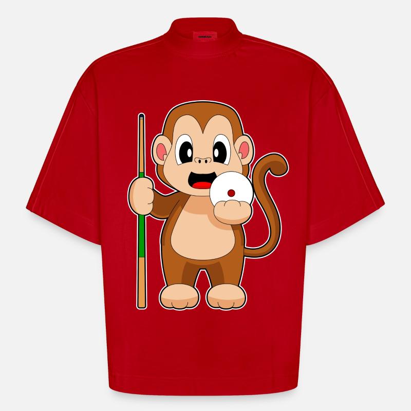 Affe Billiard Queue - Heavyweight Oversized Organic Boxy T-Shirt Made in EU - Rot