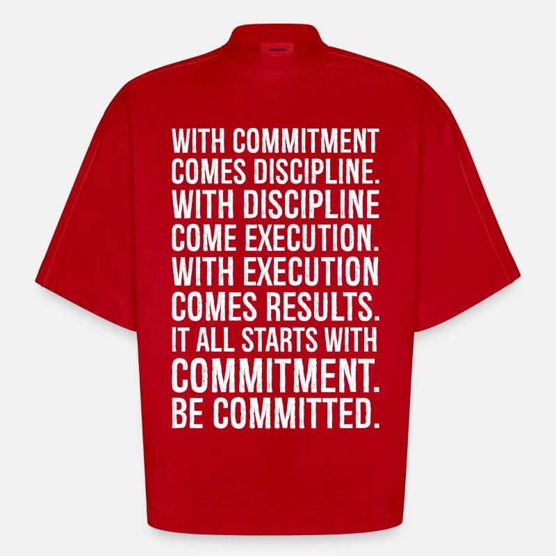 with commitment comes discipline with discipline - Heavyweight Oversized Organic Boxy T-Shirt Made in EU - Rot