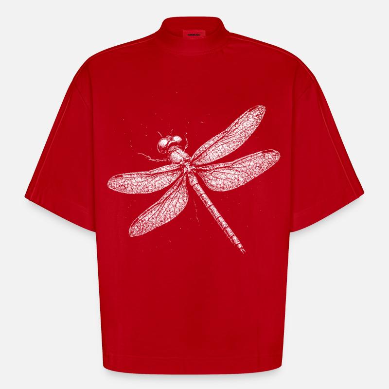 Libellule - T-shirt bio épais oversize Boxy fabriqué en UE - rouge
