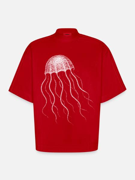 Méduse - T-shirt bio épais oversize Boxy fabriqué en UE - rouge
