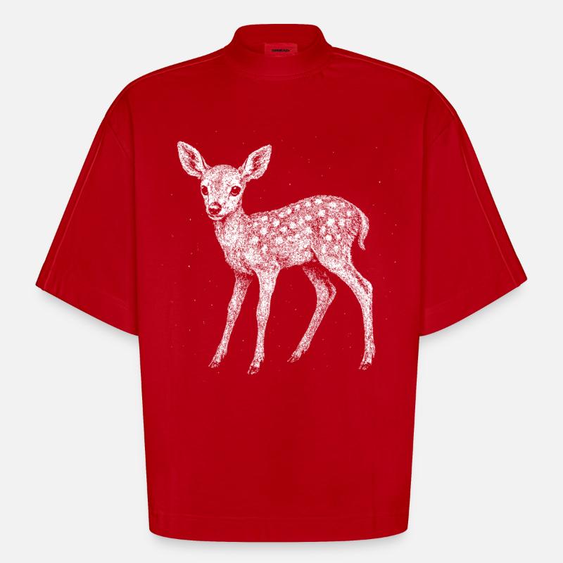 Rehkitz - Heavyweight Oversized Organic Boxy T-Shirt Made in EU - Rot