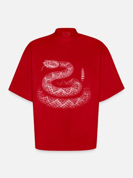 Snake - Heavyweight Oversized Organic Boxy T-Shirt Made in EU - red